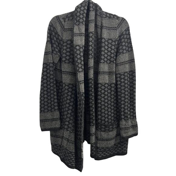 BCBGMaxazria Shadia Shawl Collar Cardigan Lambswool Sweater, Black size M/L - Picture 2 of 7